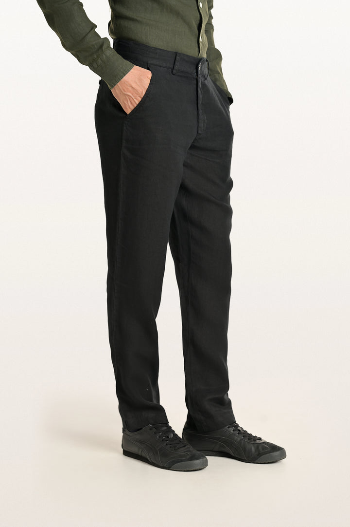 Dax Linen Black Men's Slim Fit Trouser