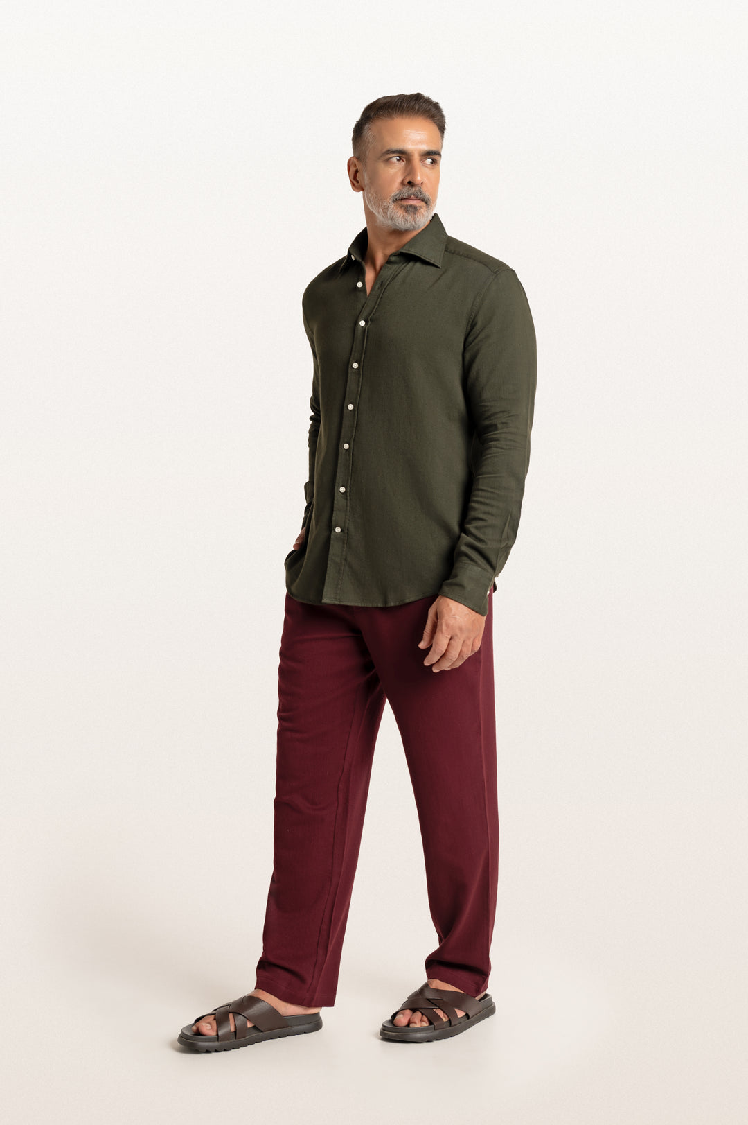 Tavo Khadi Bottle Green Men's Smart Fit Shirt