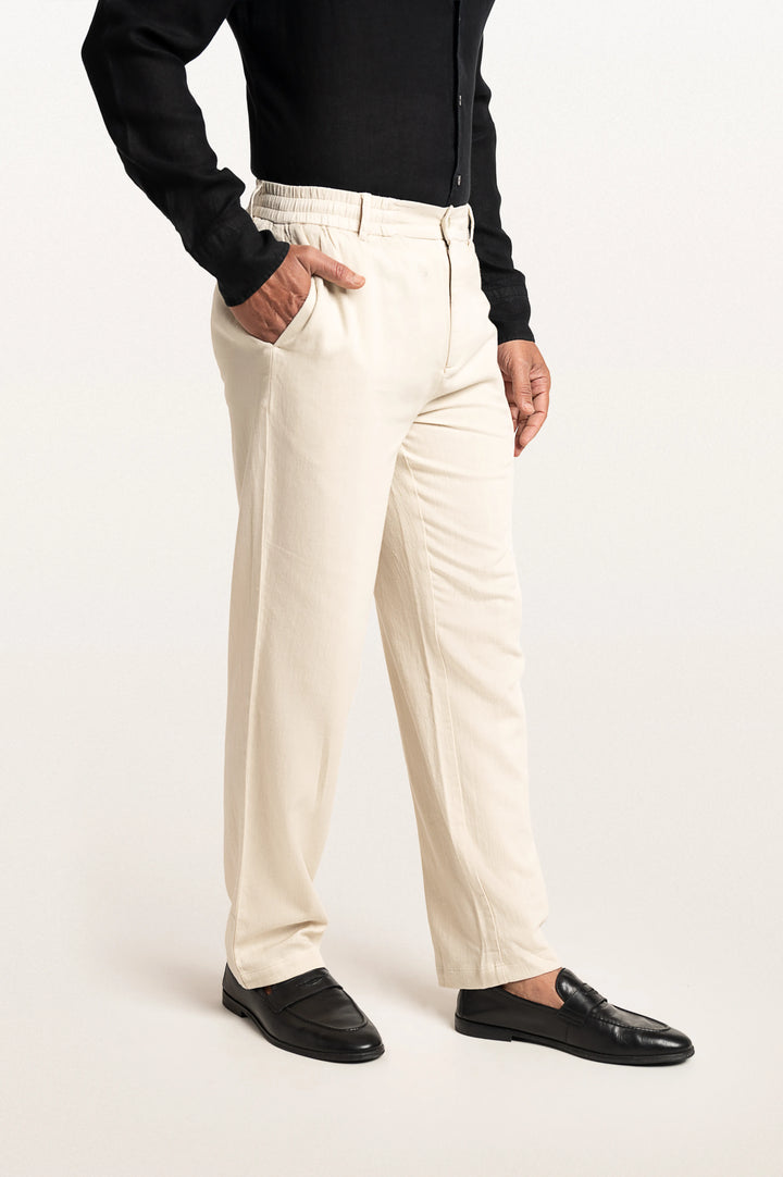 Dax Linen Light Beige Men's Slim Fit Trouser