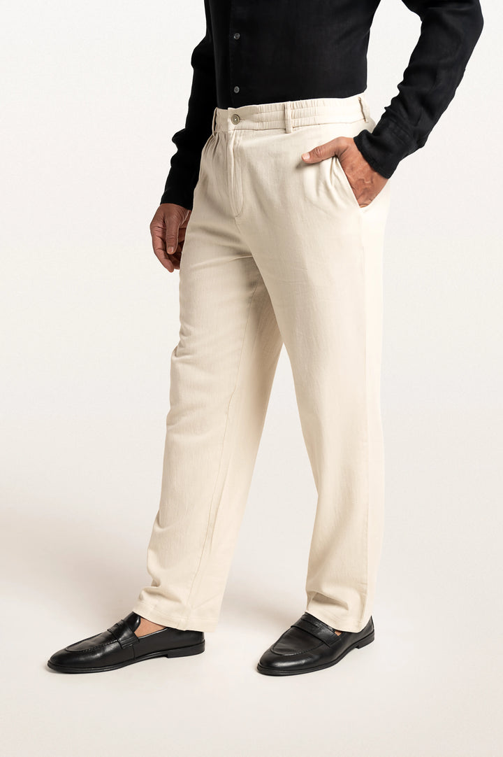 Dax Linen Light Beige Men's Slim Fit Trouser
