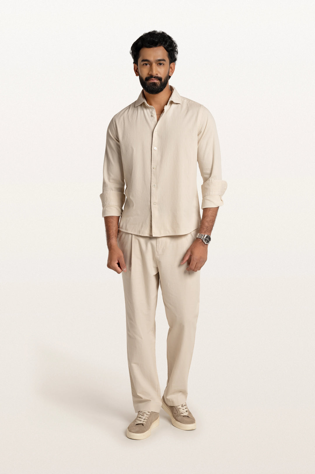 Finn Khadi Light Beige Men's Smart Fit Shirt
