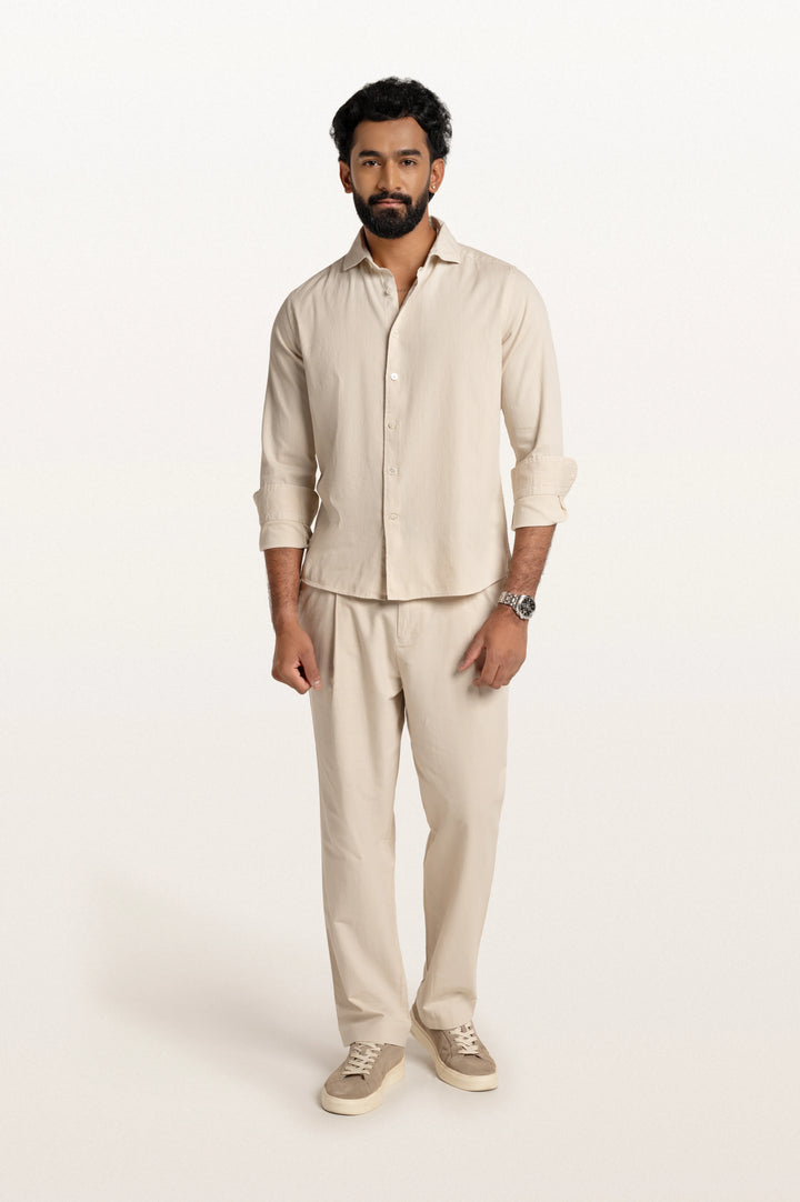 Finn Khadi Light Beige Men's Smart Fit Shirt