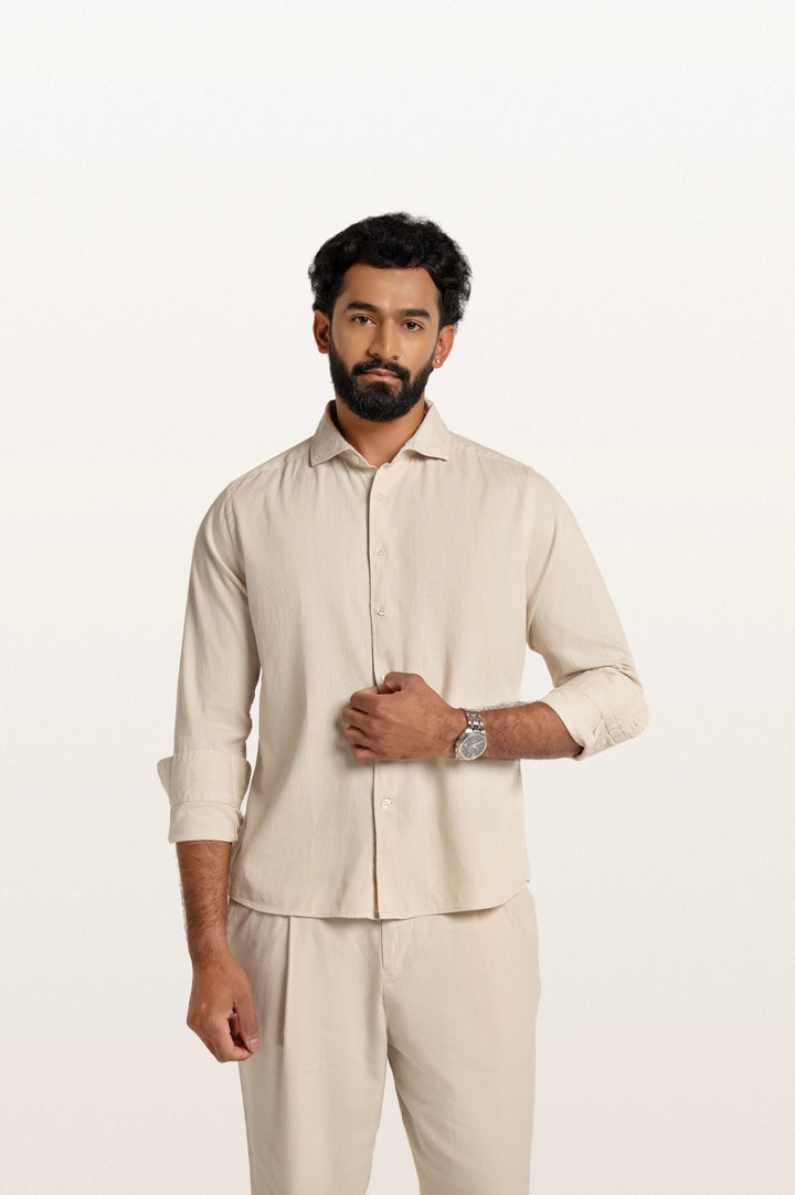 Finn Khadi Light Beige Men's Smart Fit Shirt