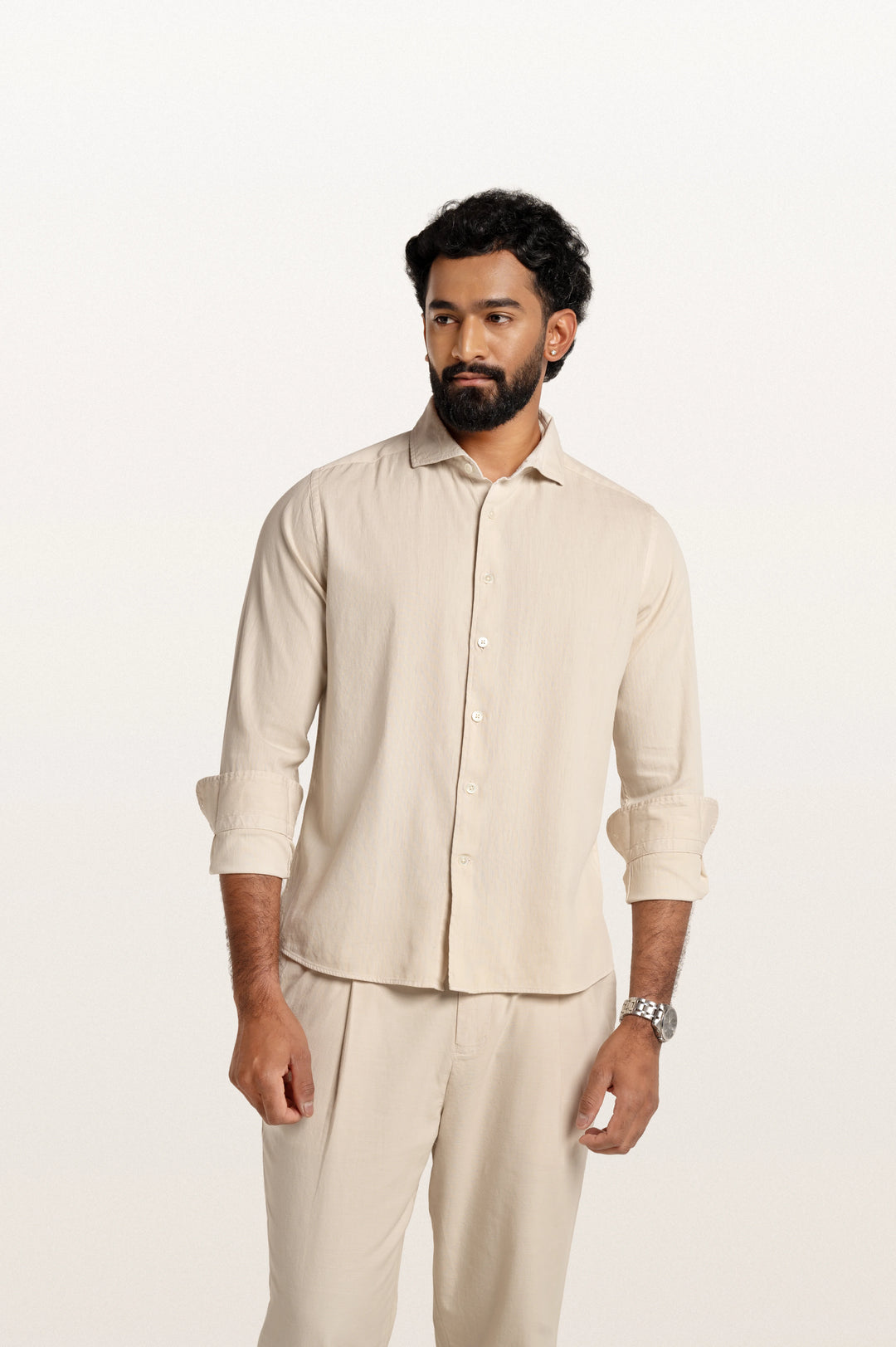 Finn Khadi Light Beige Men's Smart Fit Shirt