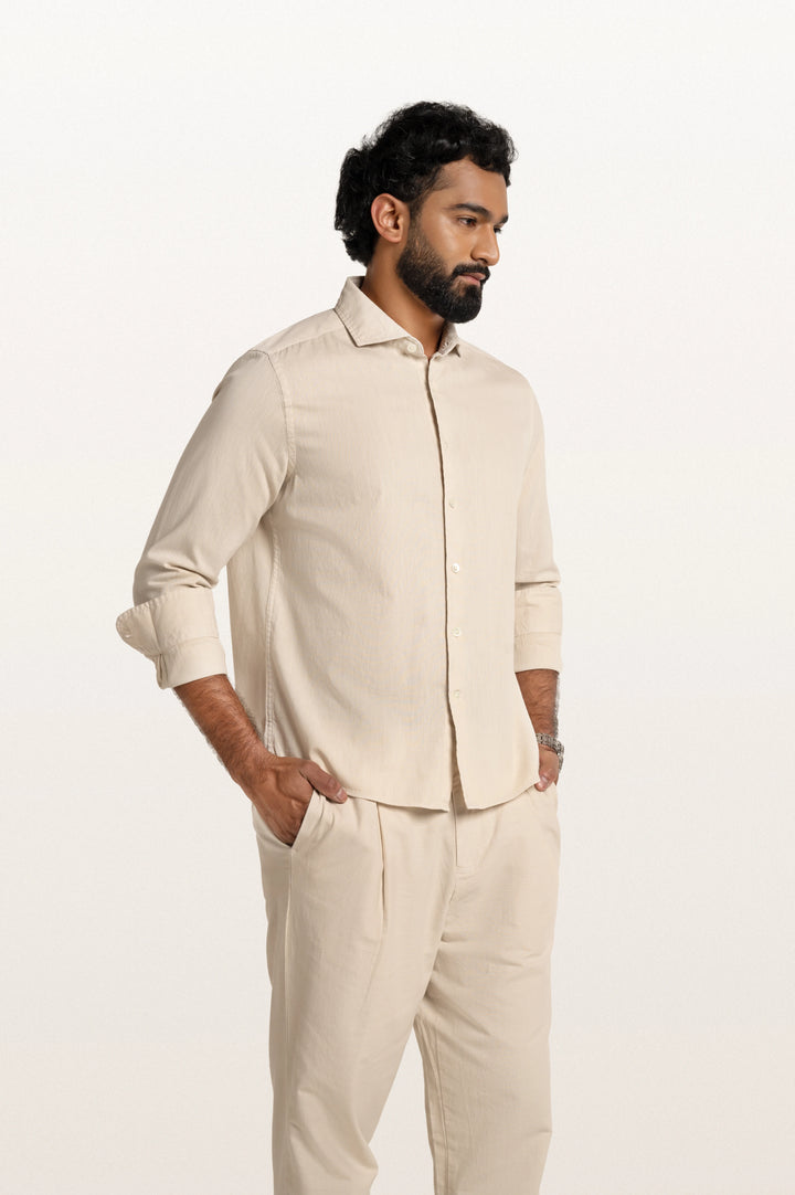 Finn Khadi Light Beige Men's Smart Fit Shirt