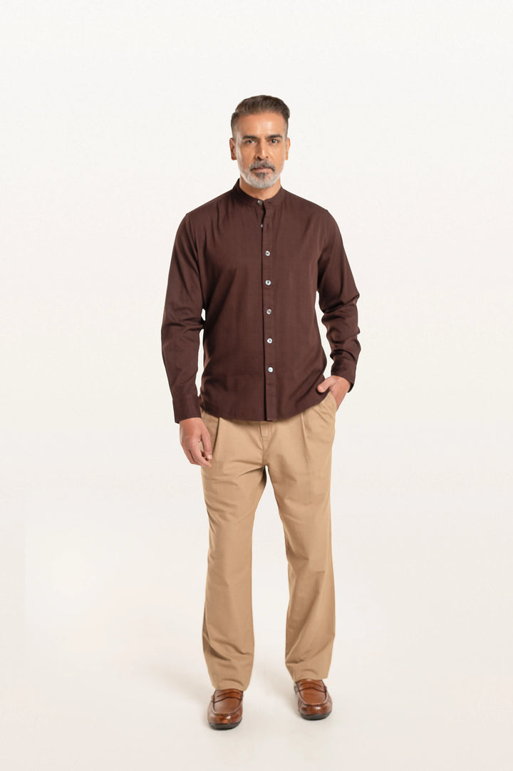 Puck Khadi Espresso Men's Smart Fit Shirt