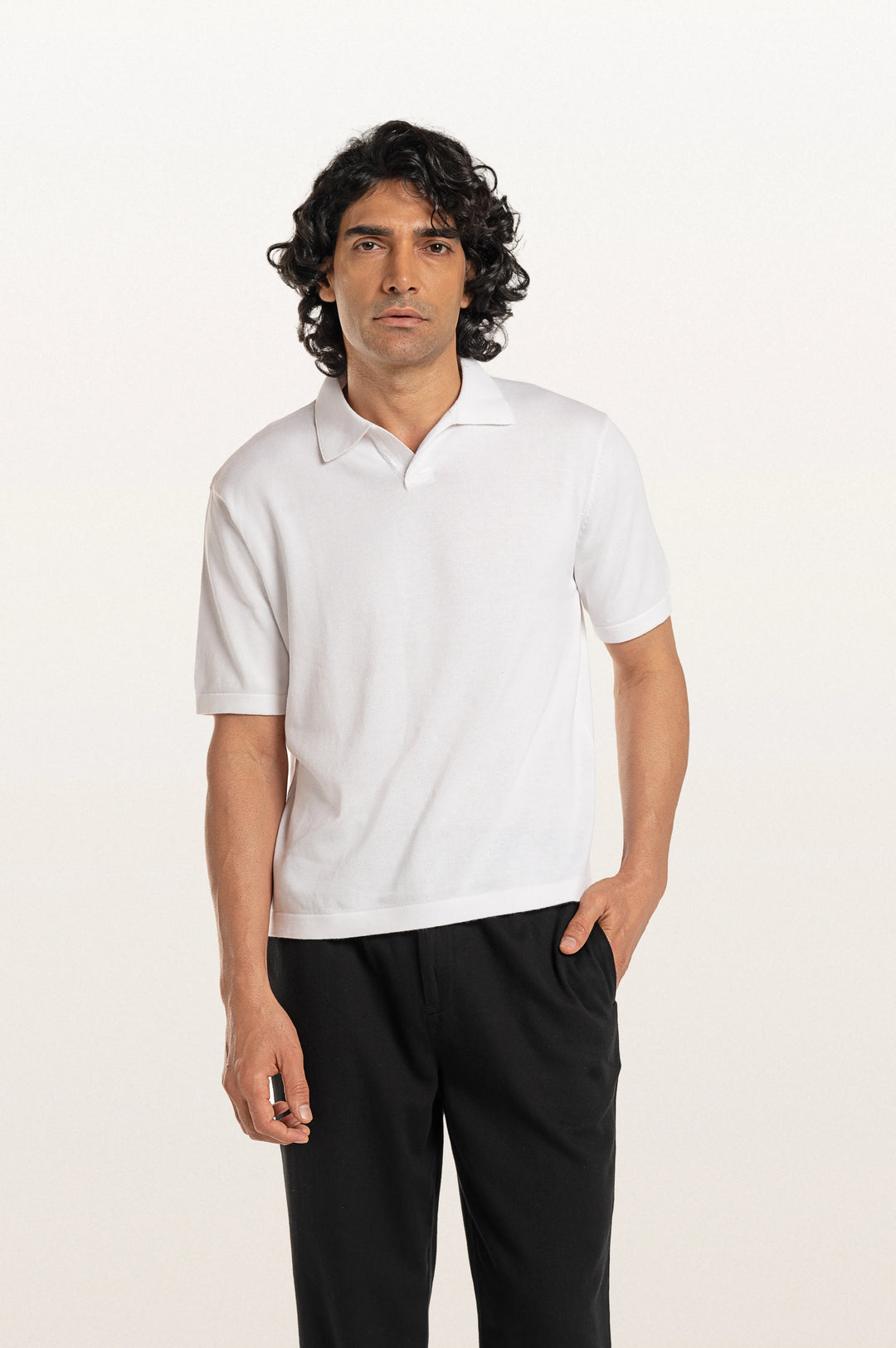 Luma White Men's Smart Fit Polo Tee