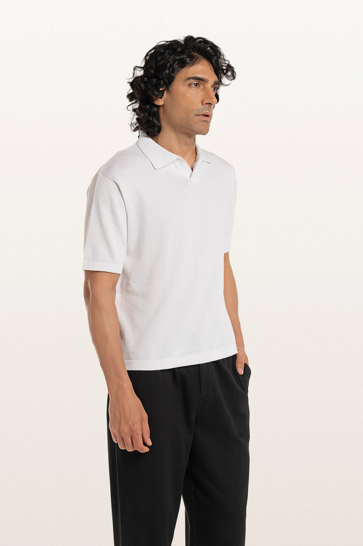 Luma White Men's Smart Fit Polo Tee