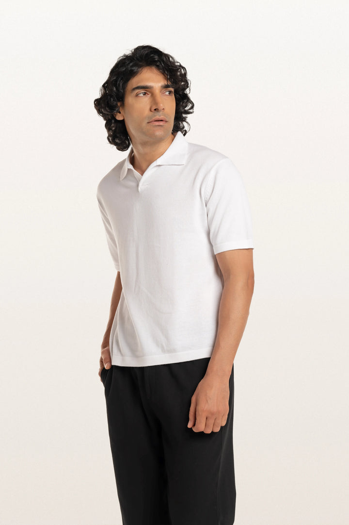 Luma White Men's Smart Fit Polo Tee
