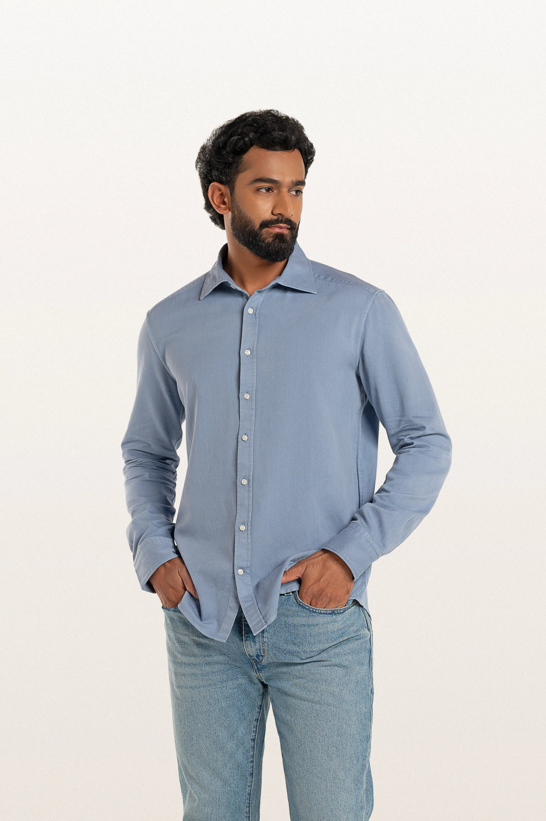 Tavo Khadi Stormy Blue Men's Smart Fit Shirt