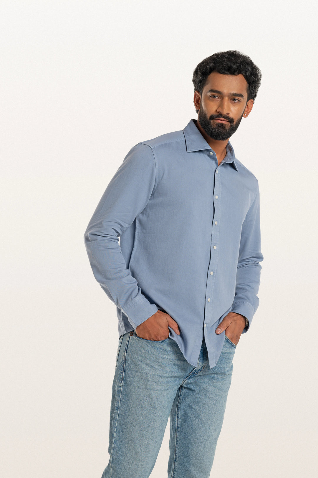 Tavo Khadi Stormy Blue Men's Smart Fit Shirt