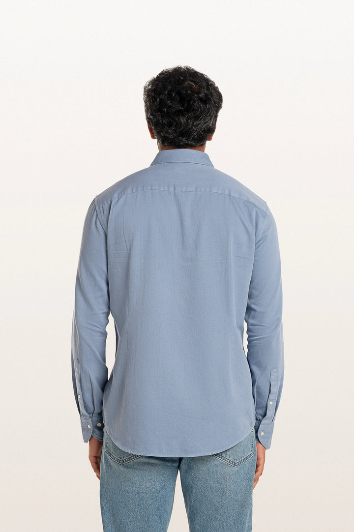 Finn Khadi Stormy Blue Men's Smart Fit Shirt