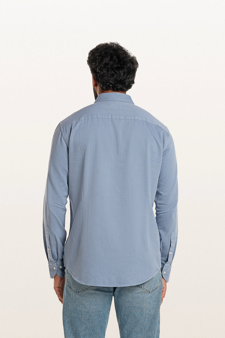 Tavo Khadi Stormy Blue Men's Smart Fit Shirt