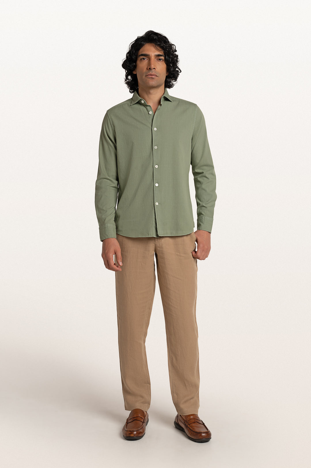 Finn Khadi Matcha Men's Smart Fit Shirt