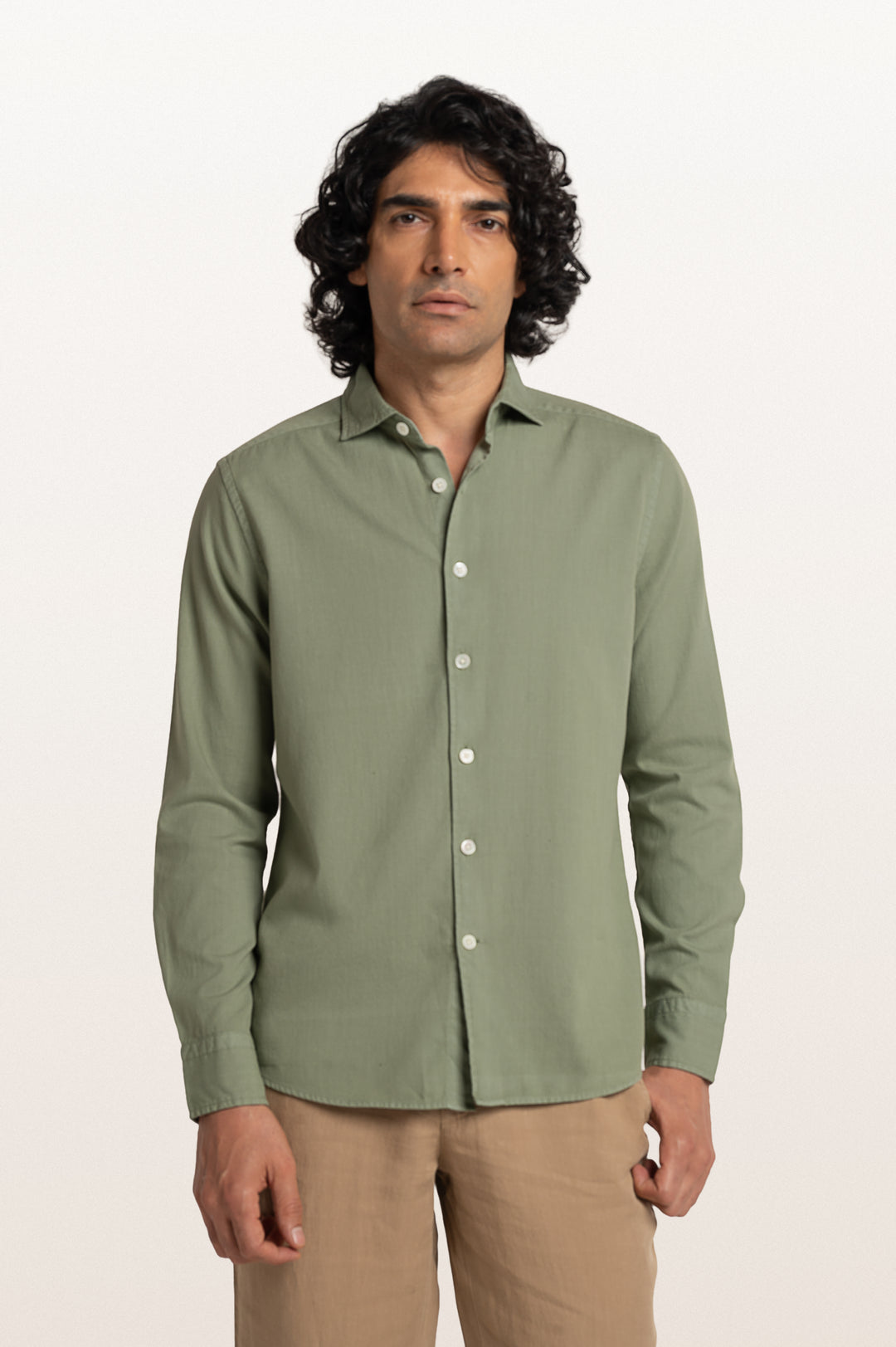 Finn Khadi Matcha Men's Smart Fit Shirt