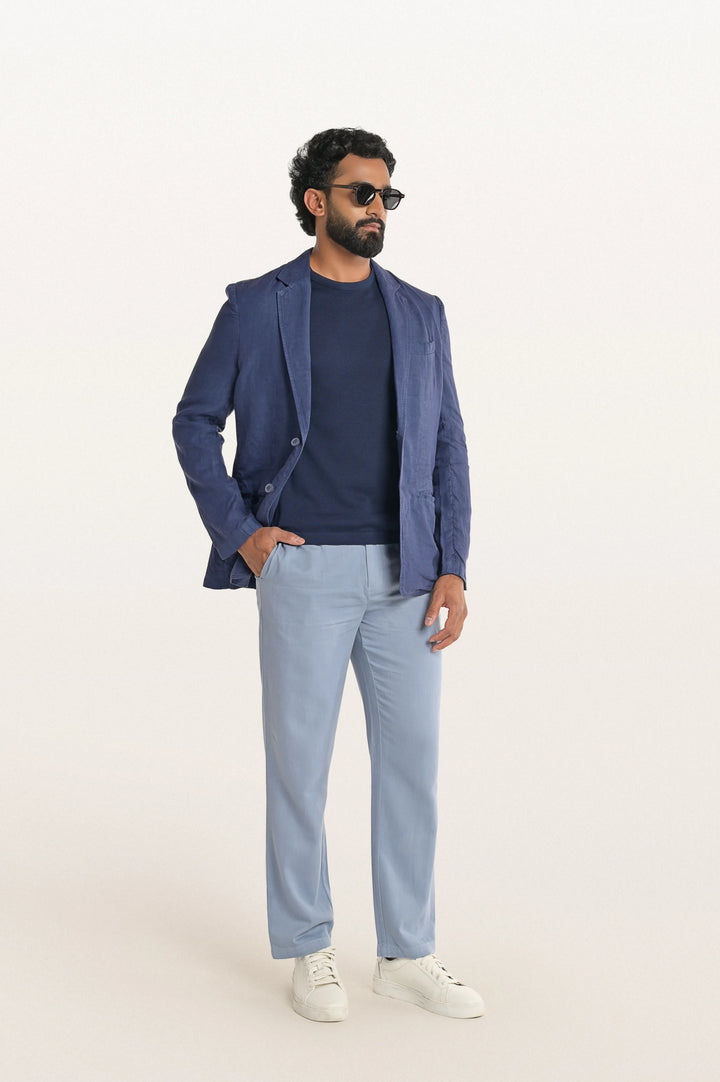 Skylo Sunset Navy Men's Smart Fit Linen Blazer