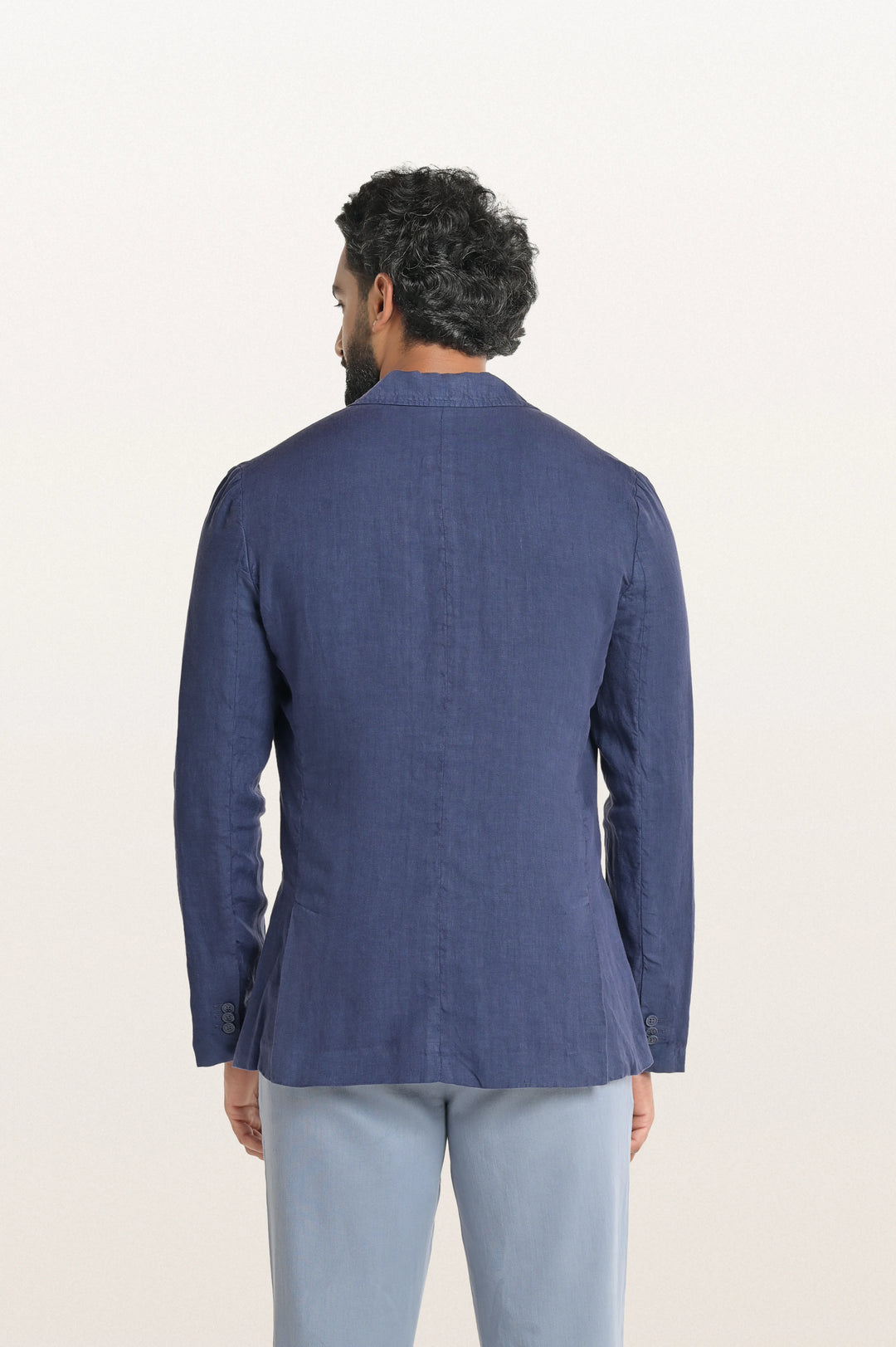 Skylo Sunset Navy Men's Smart Fit Linen Blazer