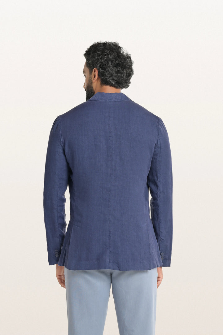 Skylo Sunset Navy Men's Smart Fit Linen Blazer