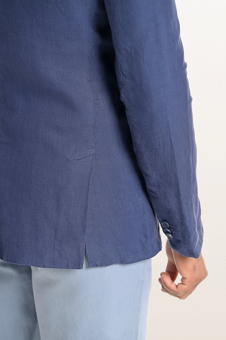 Skylo Sunset Navy Men's Smart Fit Linen Blazer