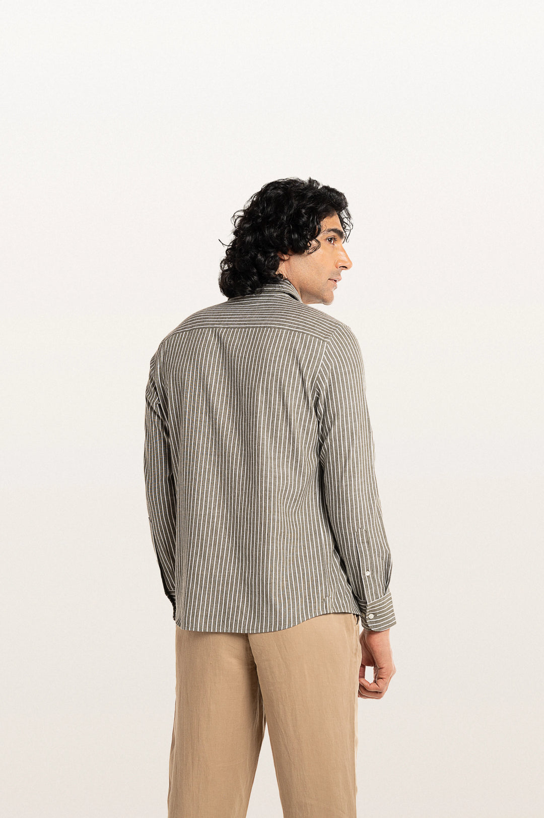 Finn Stripes Verve Stripe Khakhi Men's Cotton Shirt