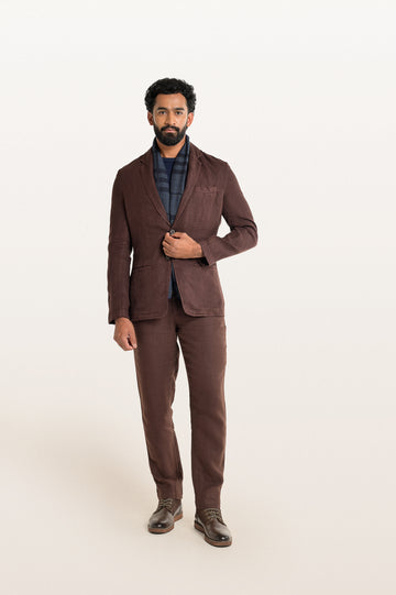 Skylo Espresso Men's Smart Fit Linen Blazer