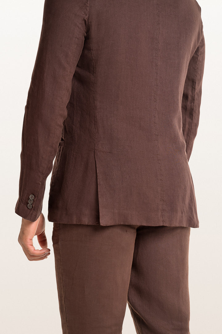 Skylo Espresso Men's Smart Fit Linen Blazer