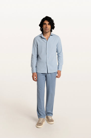Finn Stripes Verve Stripe Stormy Blue Men's Cotton Shirt