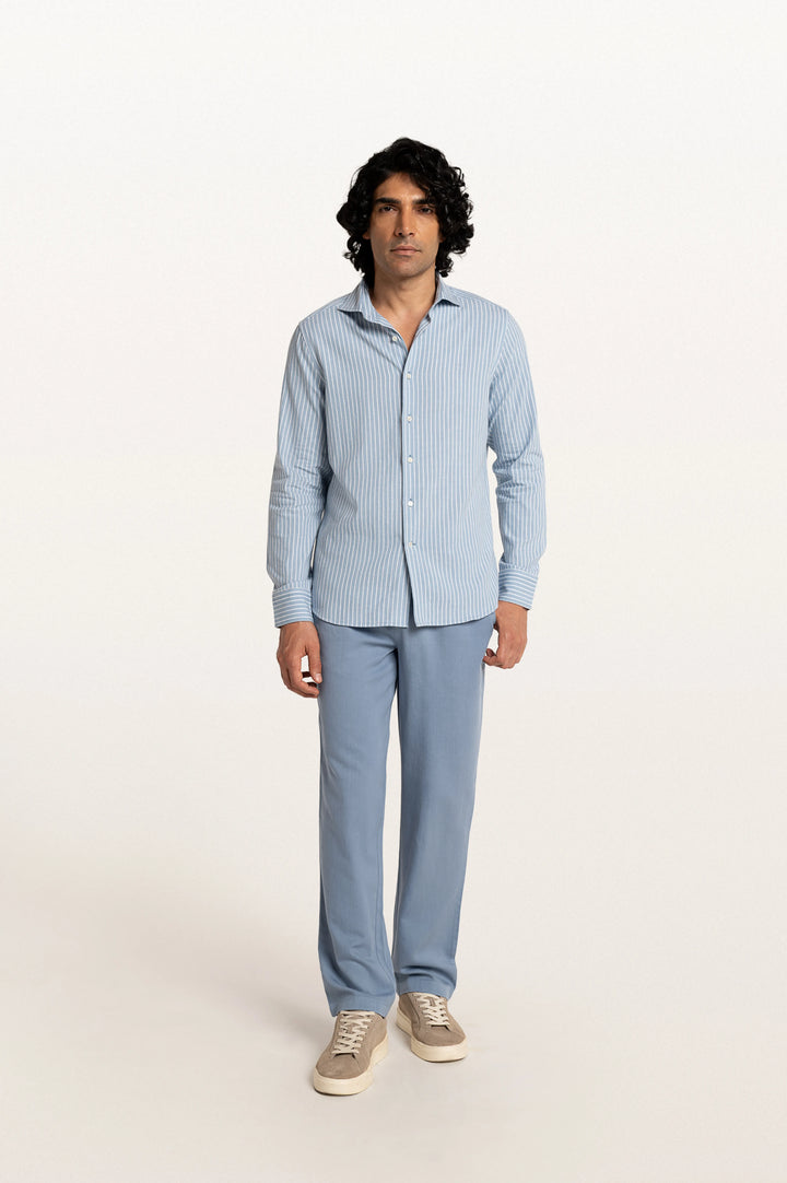 Finn Stripes Verve Stripe Stormy Blue Men's Cotton Shirt