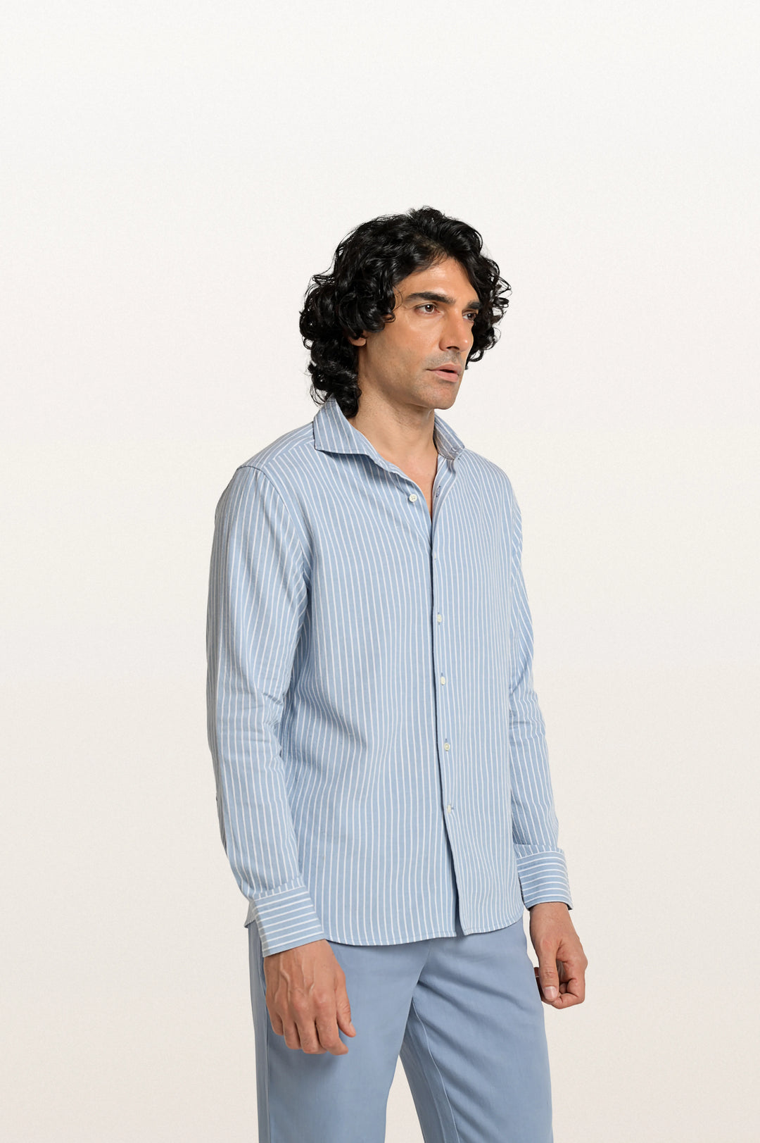 Finn Stripes Verve Stripe Stormy Blue Men's Cotton Shirt