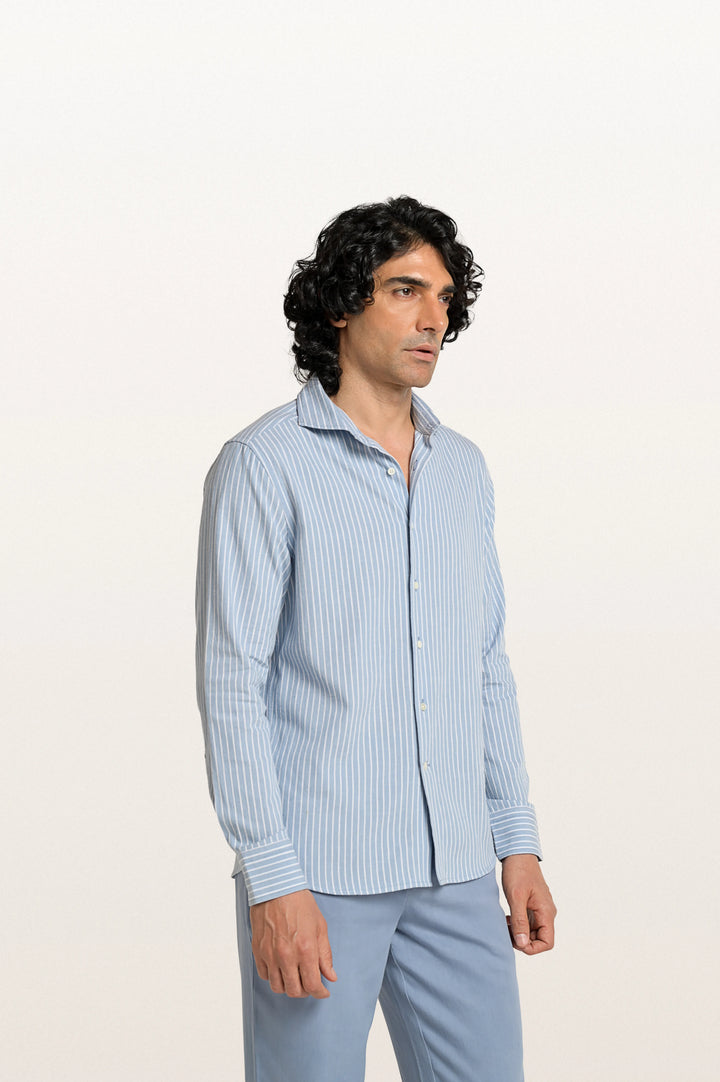 Finn Stripes Verve Stripe Stormy Blue Men's Cotton Shirt