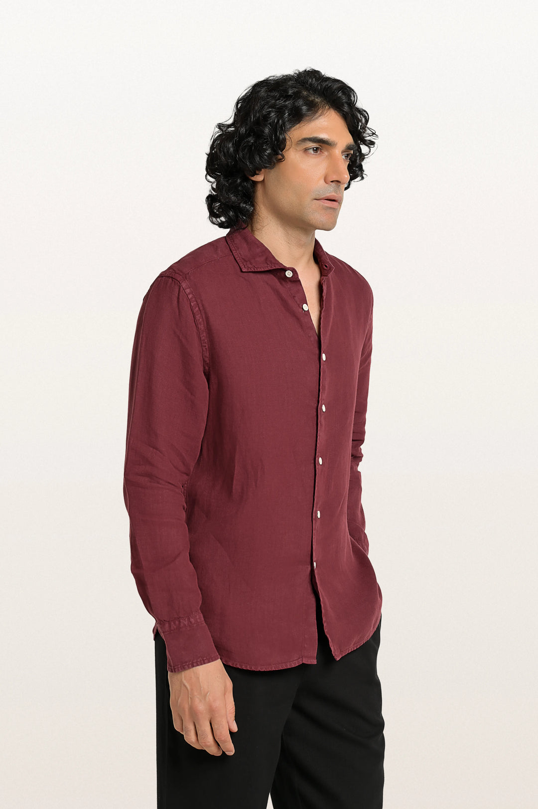 Sloane Red Wine Men's Slim Fit Linen Shirt