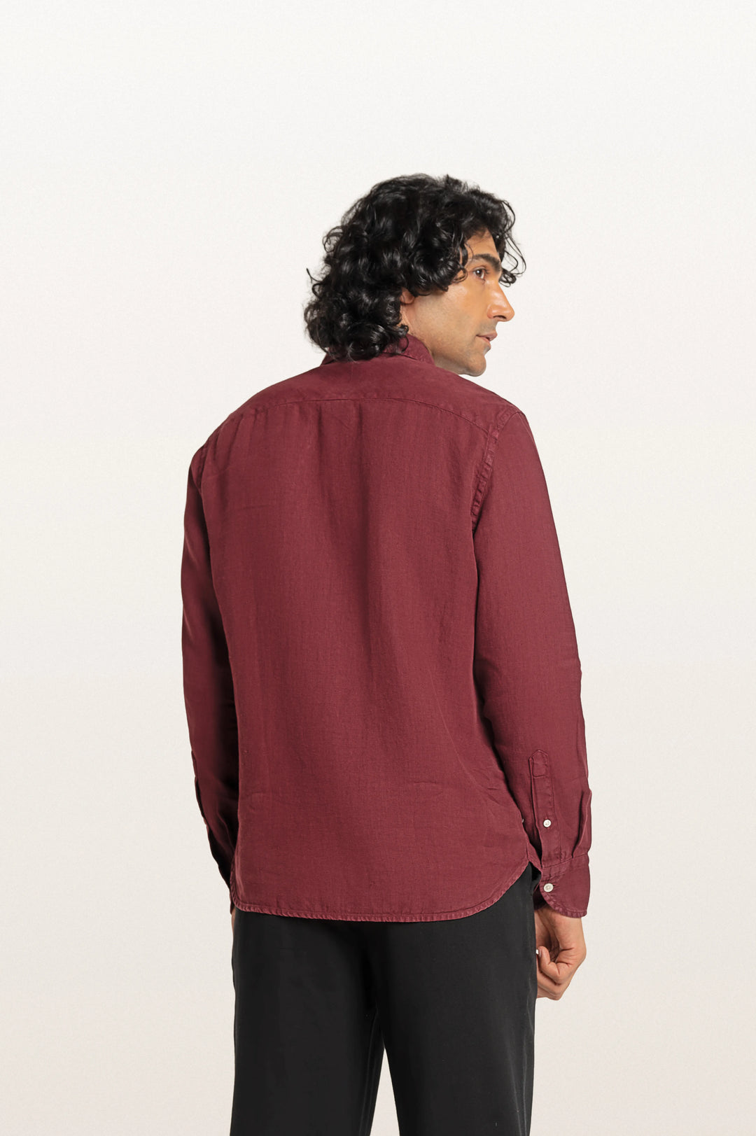 Sloane Red Wine Men's Slim Fit Linen Shirt