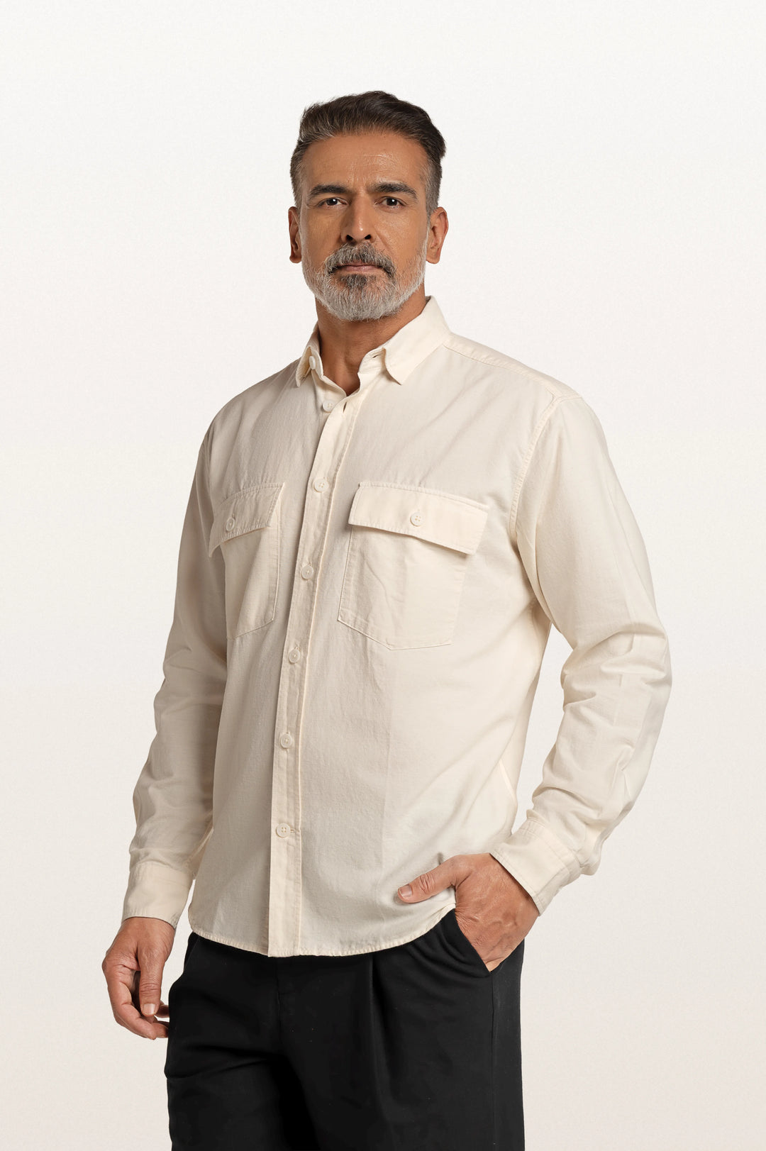 Sian Khadi Ivory Men's Smart Fit Shirt