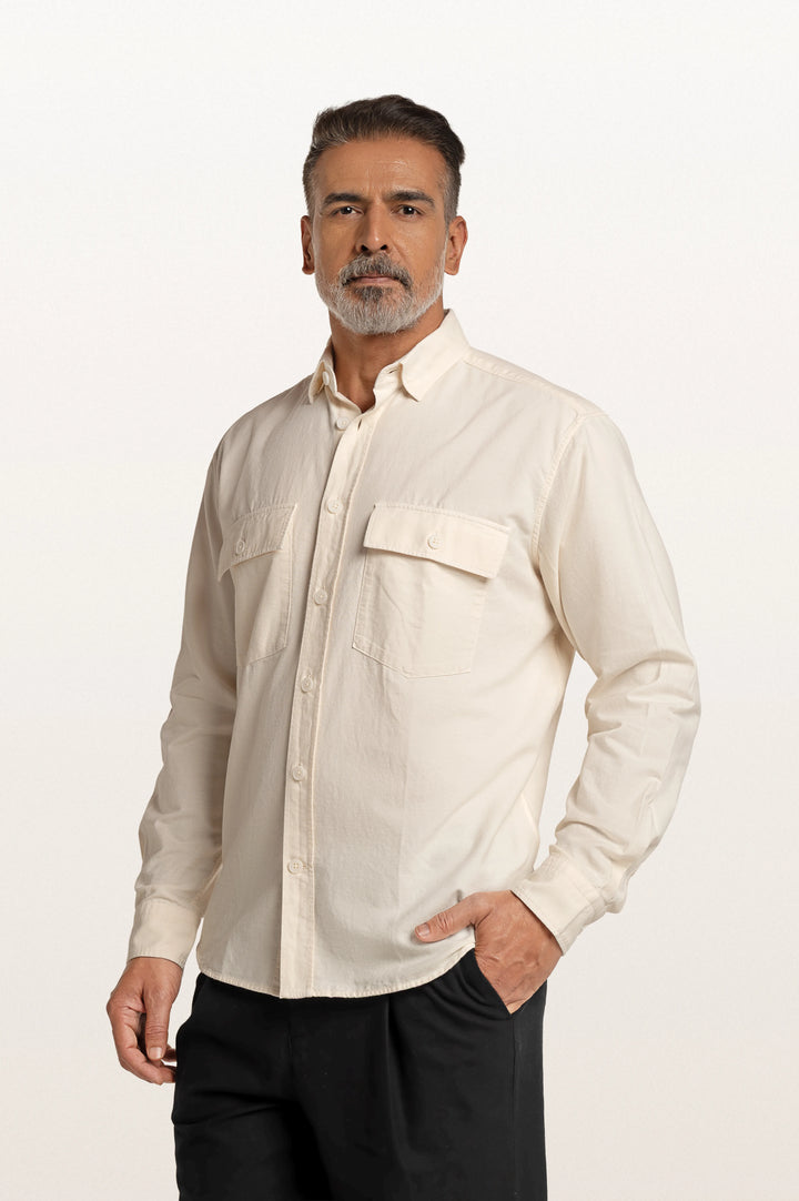 Sian Khadi Ivory Men's Smart Fit Shirt