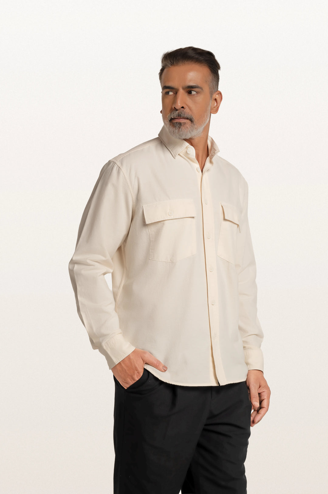 Sian Khadi Ivory Men's Smart Fit Shirt
