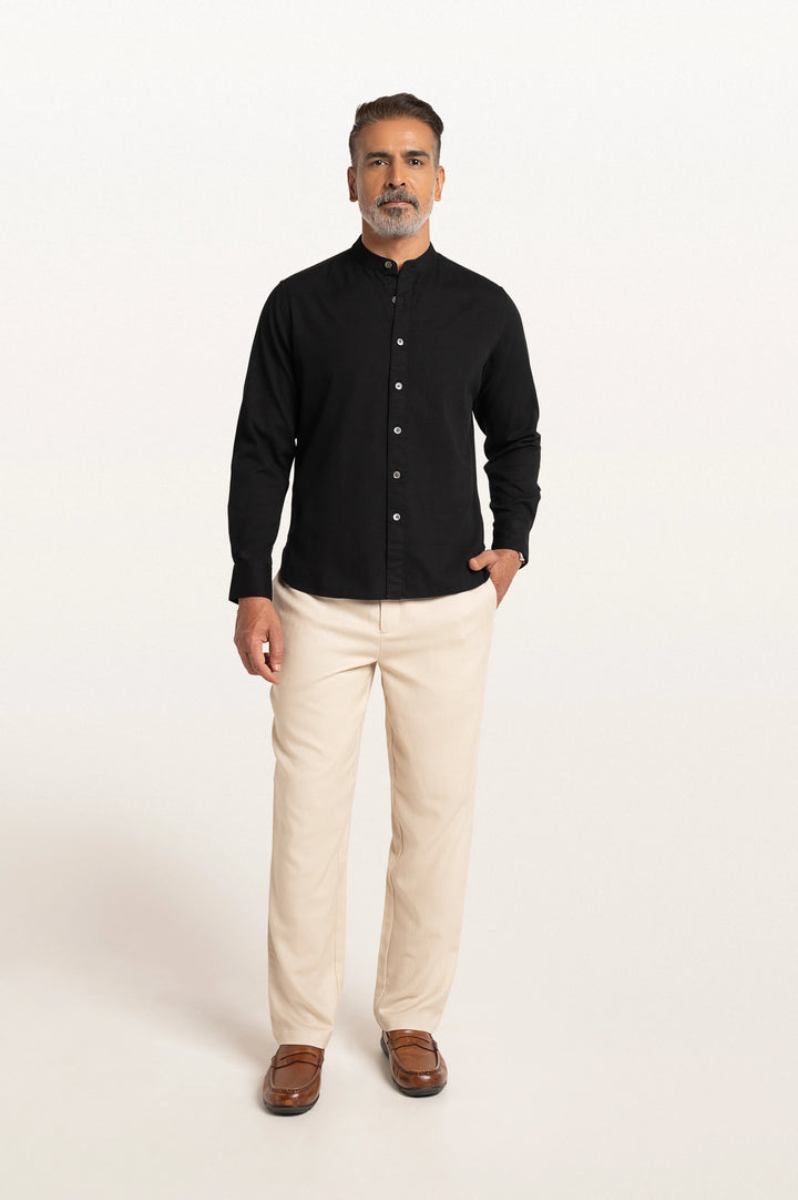 Puck Khadi Black Men's Smart Fit Shirt