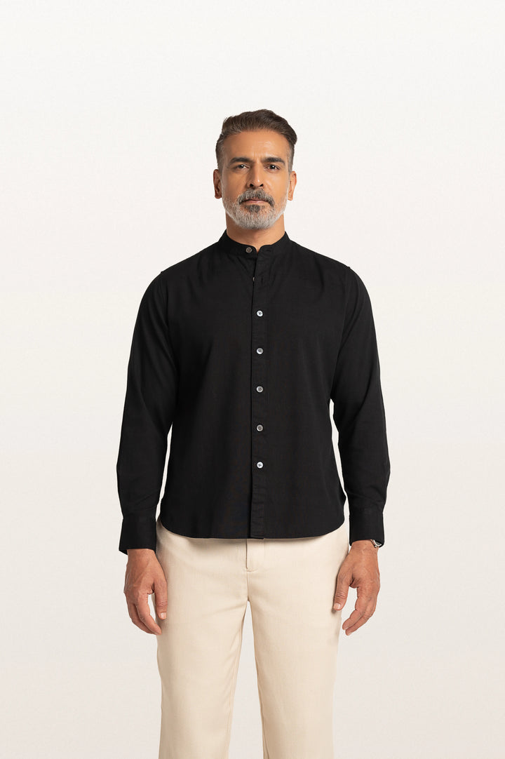 Puck Khadi Black Men's Smart Fit Shirt