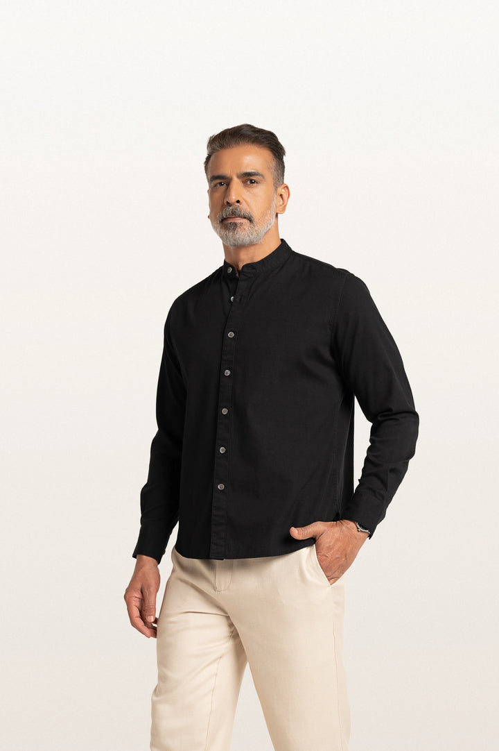 Puck Khadi Black Men's Smart Fit Shirt
