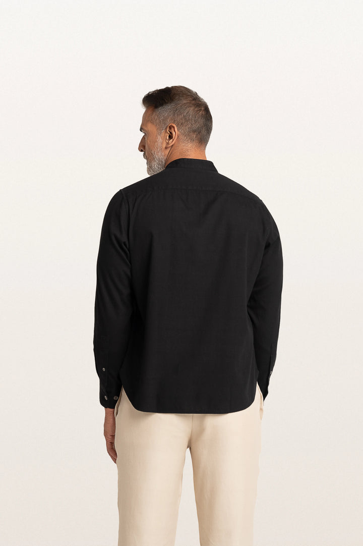 Puck Khadi Black Men's Smart Fit Shirt