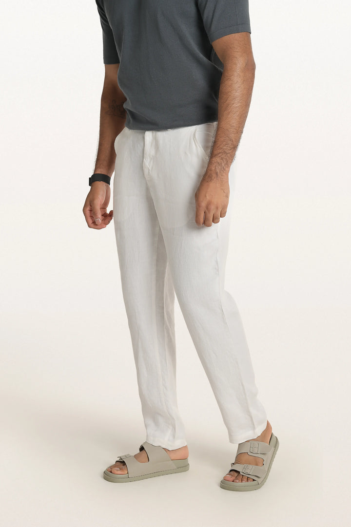 Dax Linen White Men's Slim Fit Trouser