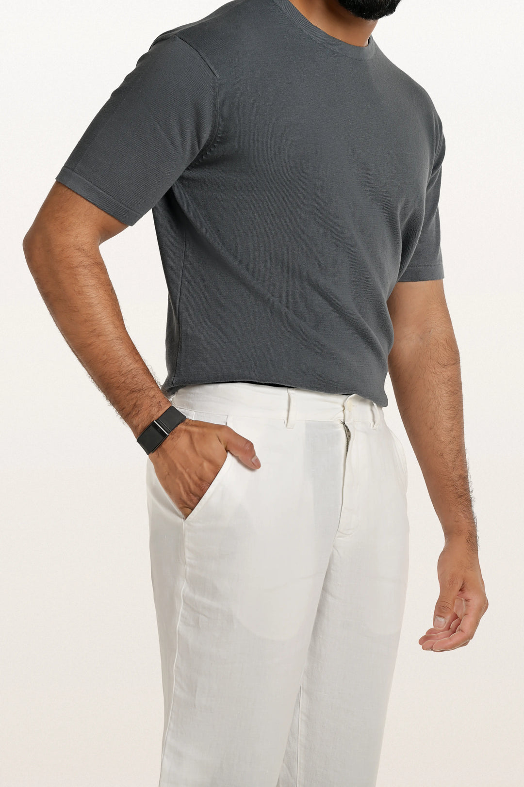 Dax Linen White Men's Slim Fit Trouser