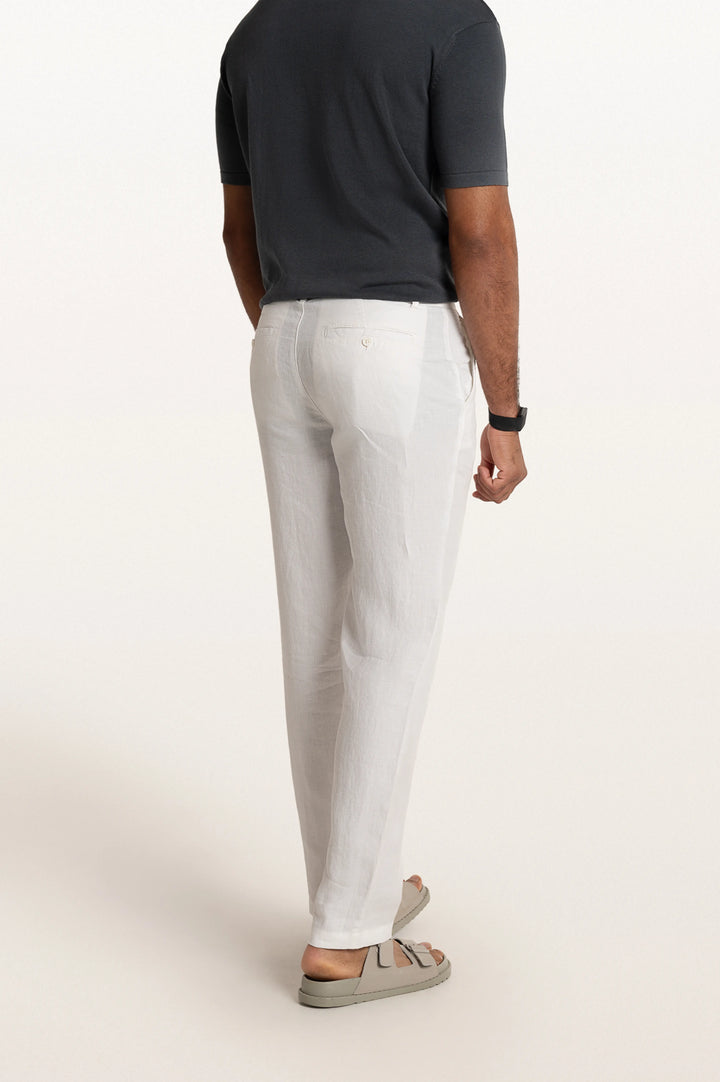 Dax Linen White Men's Slim Fit Trouser