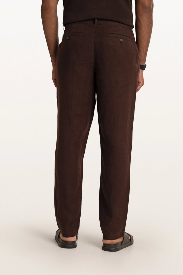 Dax Linen Espresso Men's Slim Fit Trouser
