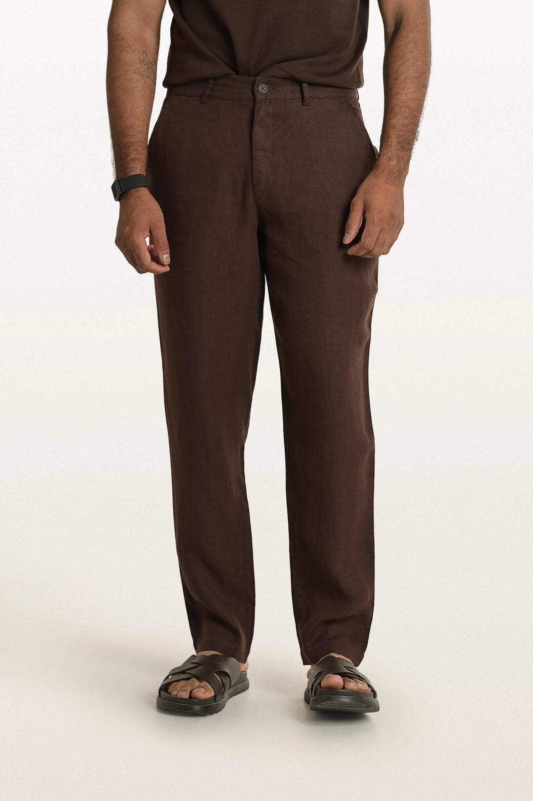 Dax Linen Espresso Men's Slim Fit Trouser