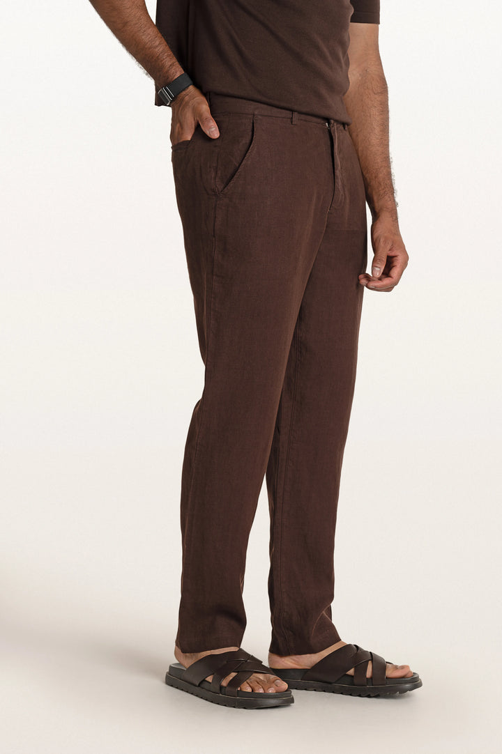 Dax Linen Espresso Men's Slim Fit Trouser