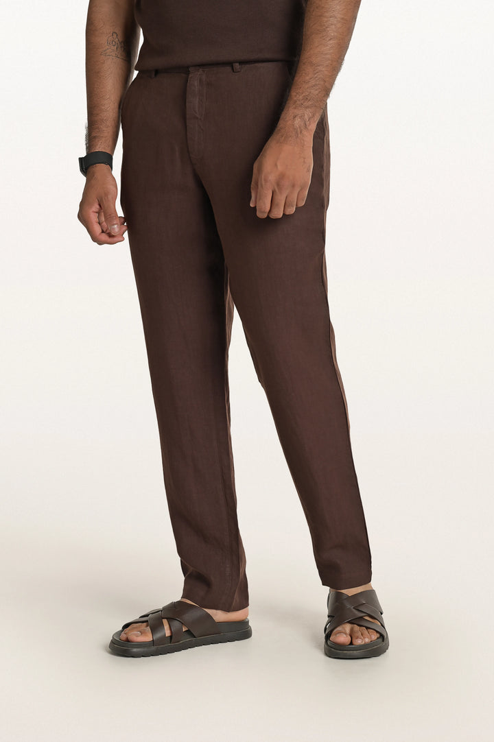 Dax Linen Espresso Men's Slim Fit Trouser
