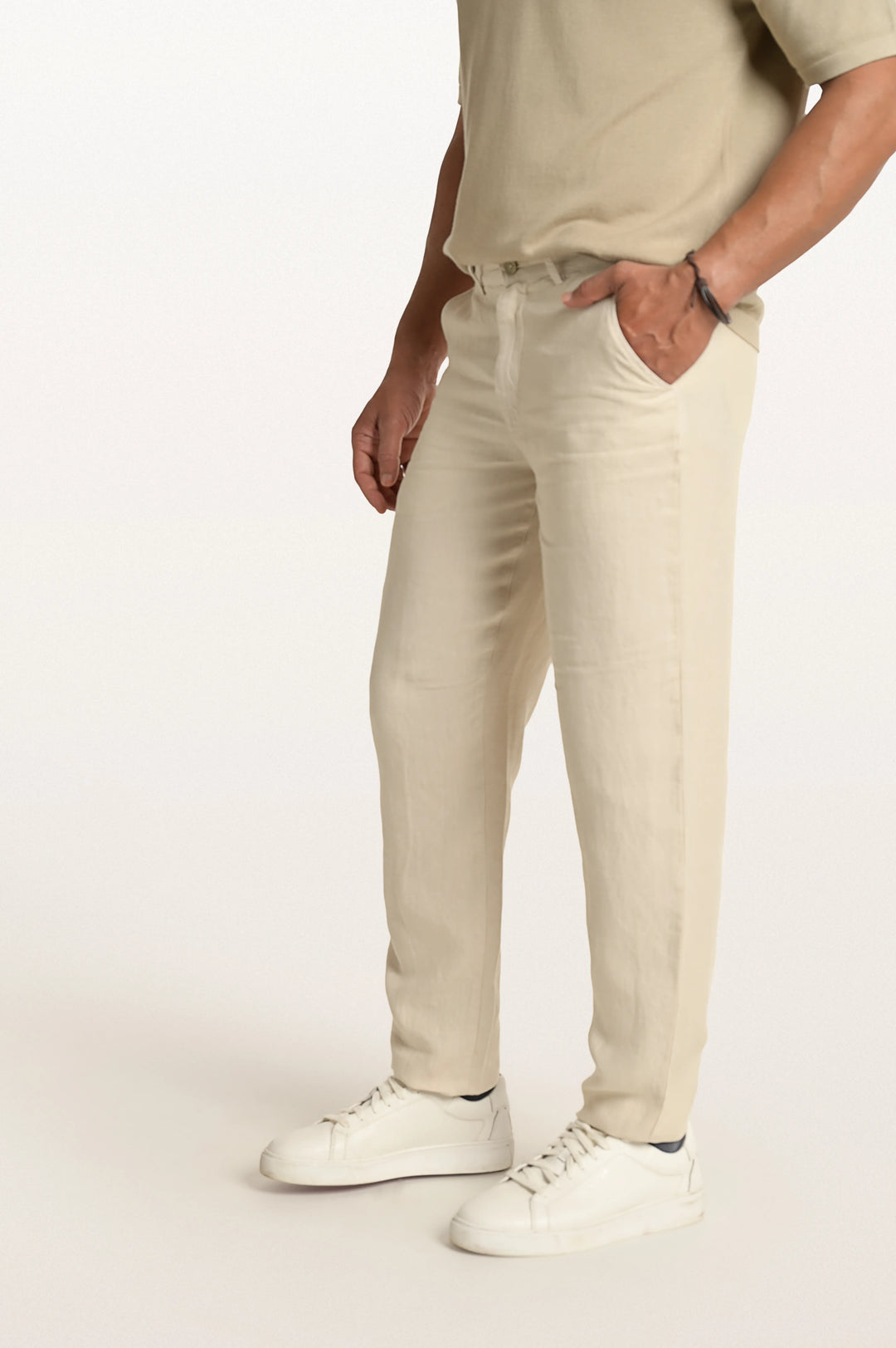 Dax Linen Light Beige Men's Slim Fit Trouser
