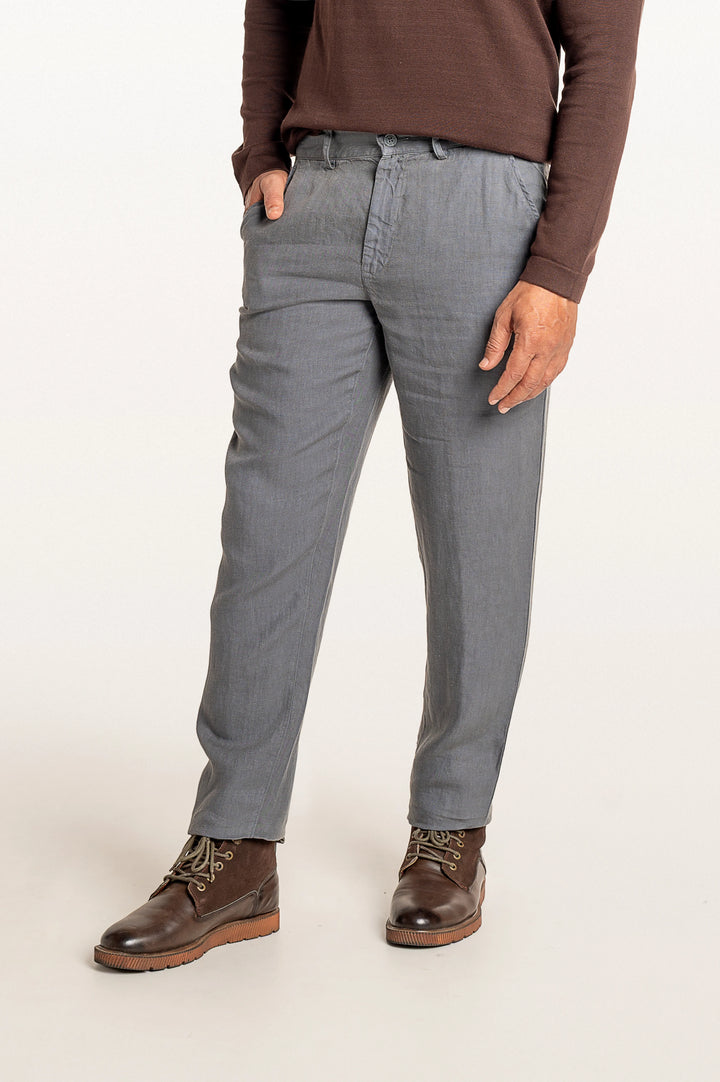 Dax Linen Titanium Men's Slim Fit Trouser