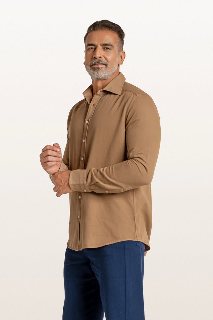 Tavo Khadi Sand Dune Men's Smart Fit Shirt
