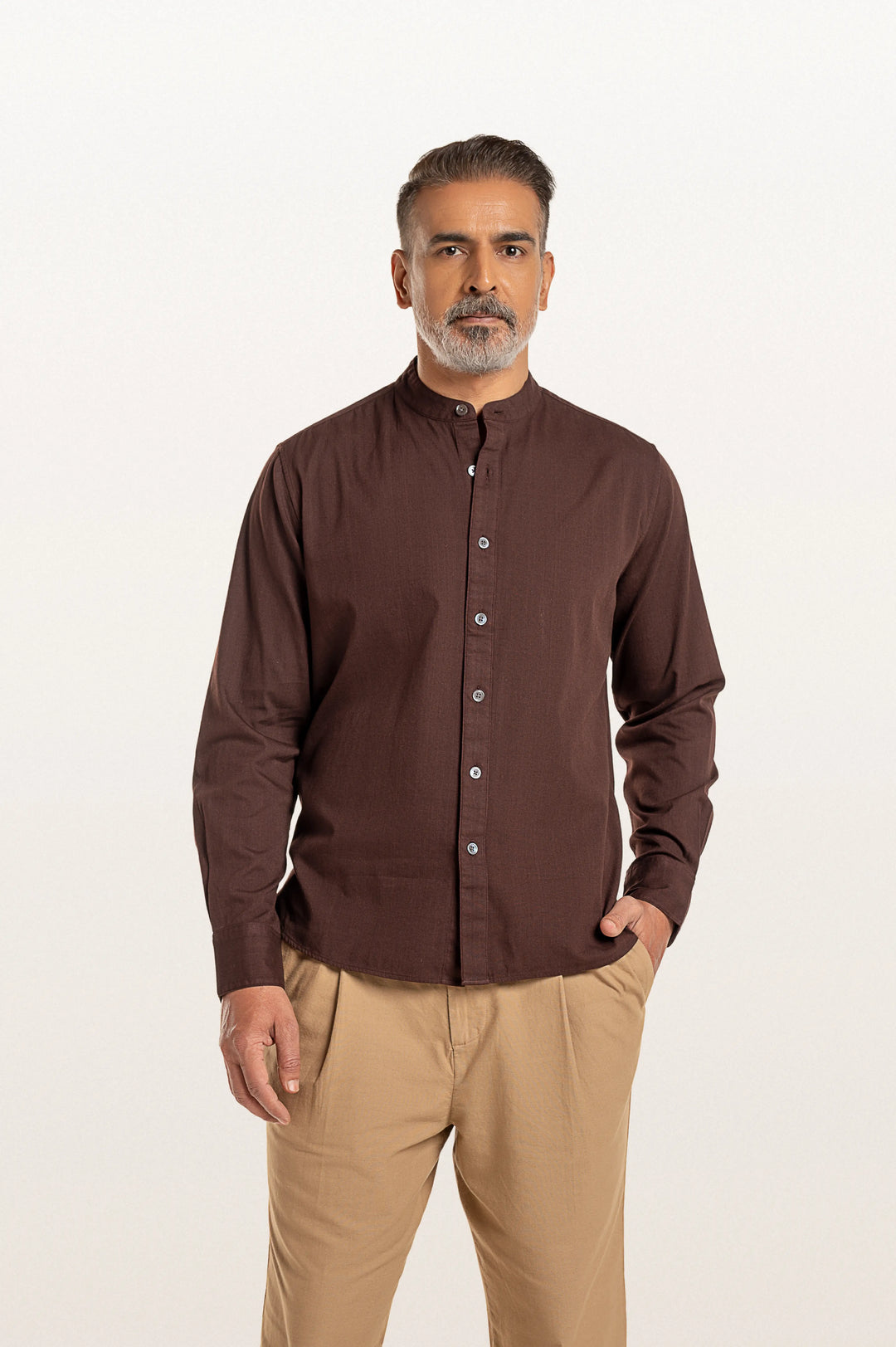 Puck Khadi Espresso Men's Smart Fit Shirt